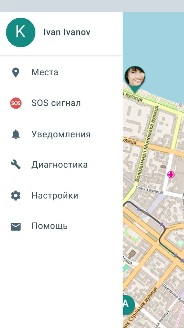 Боковое меню и профиль